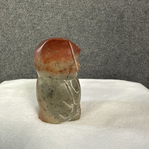 HAND CARVED MARBLE SCULPTURE STONE OWL FIGURINE 2.25” Jasper? - Picture 4 of 7
